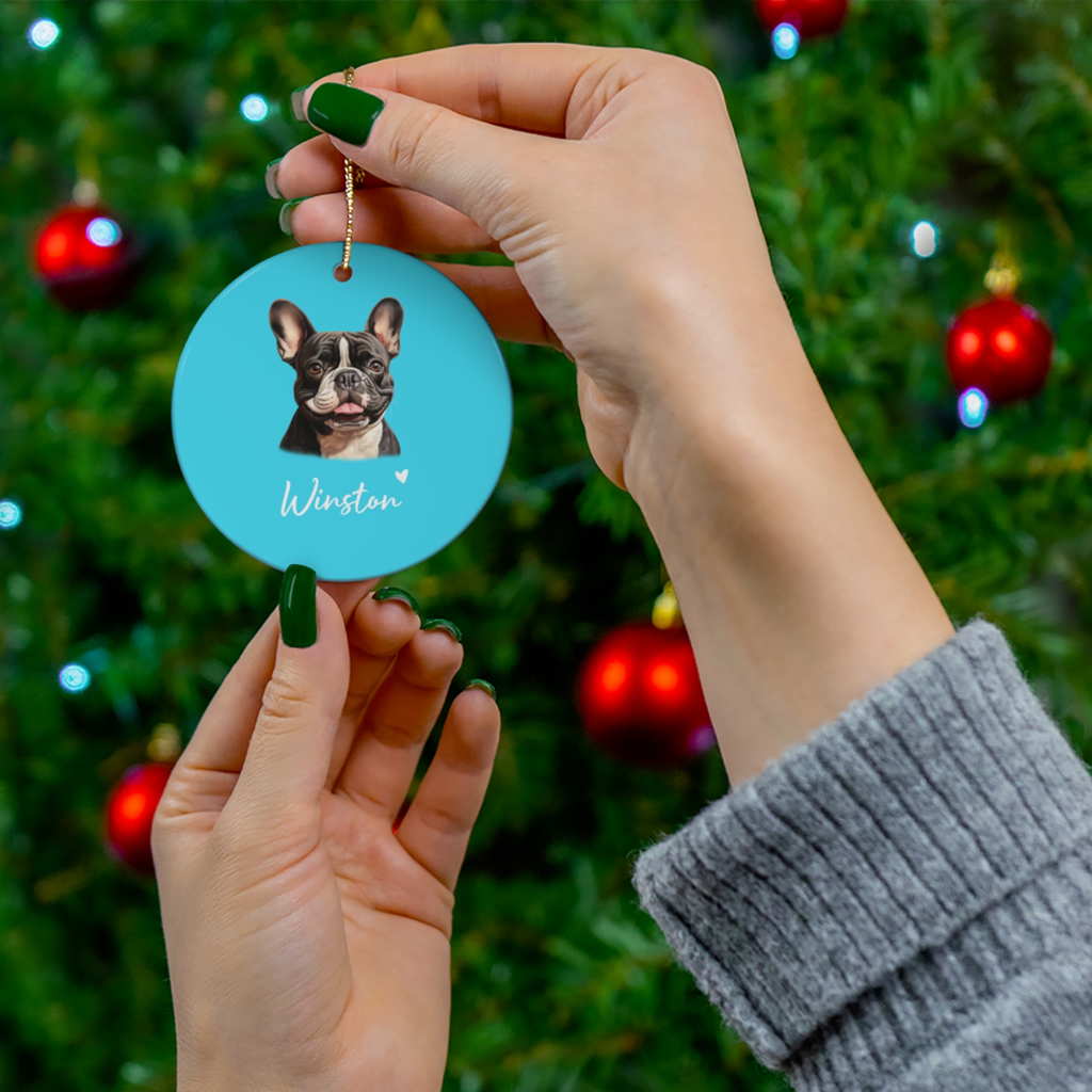 french bulldog personalized christmas ornament