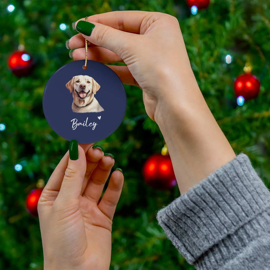 labrador retriever personalized christmas ornament