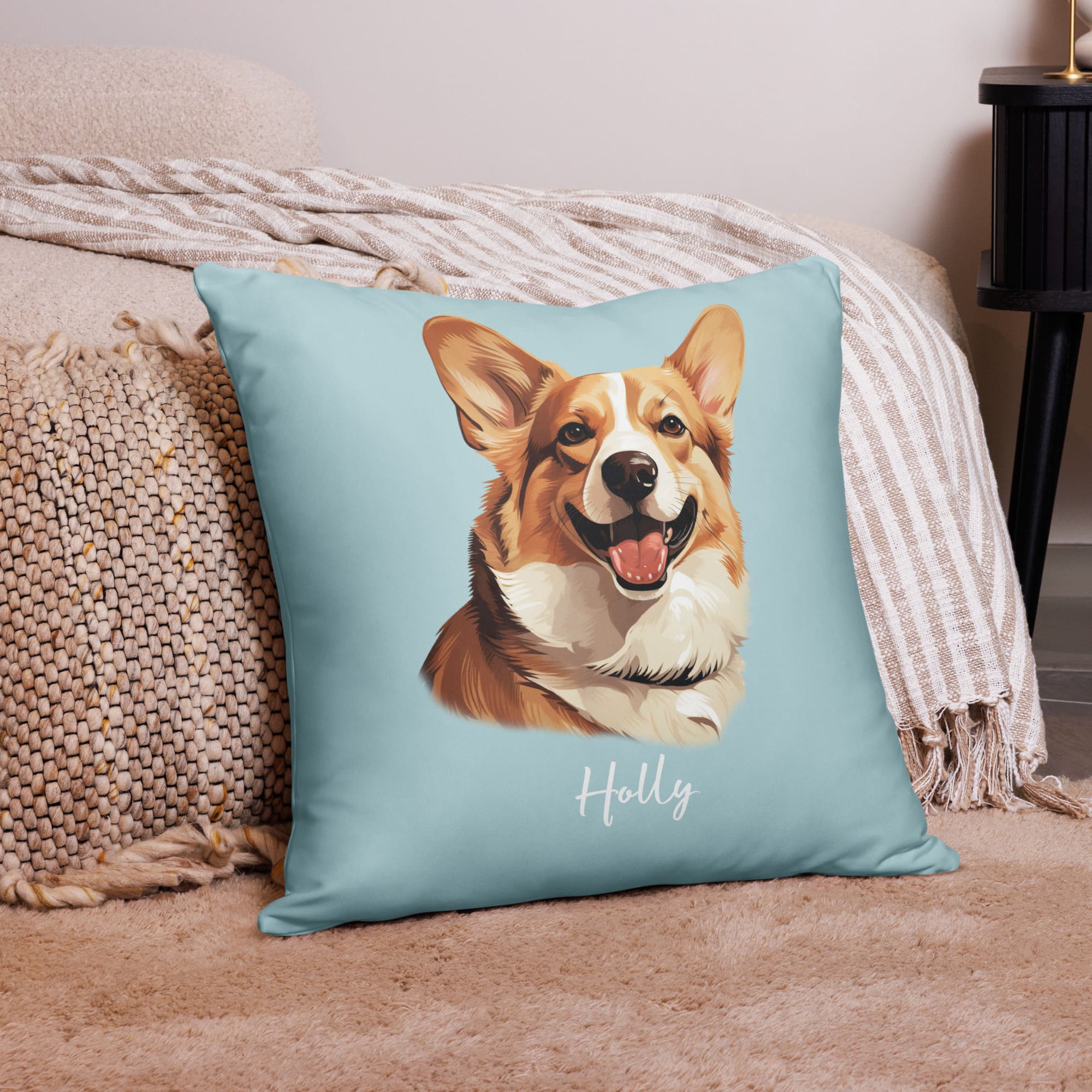 corgi personalized dog pillow