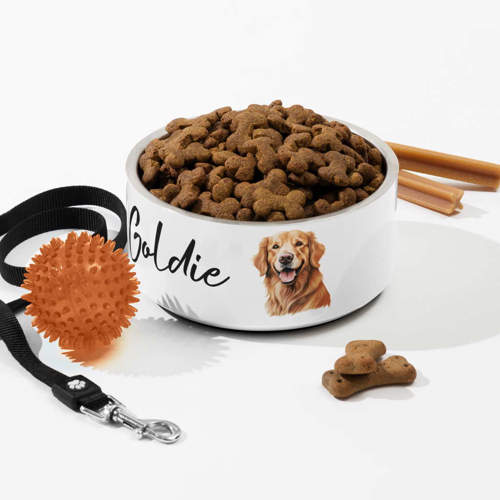 personalized golden retriever dog bowl