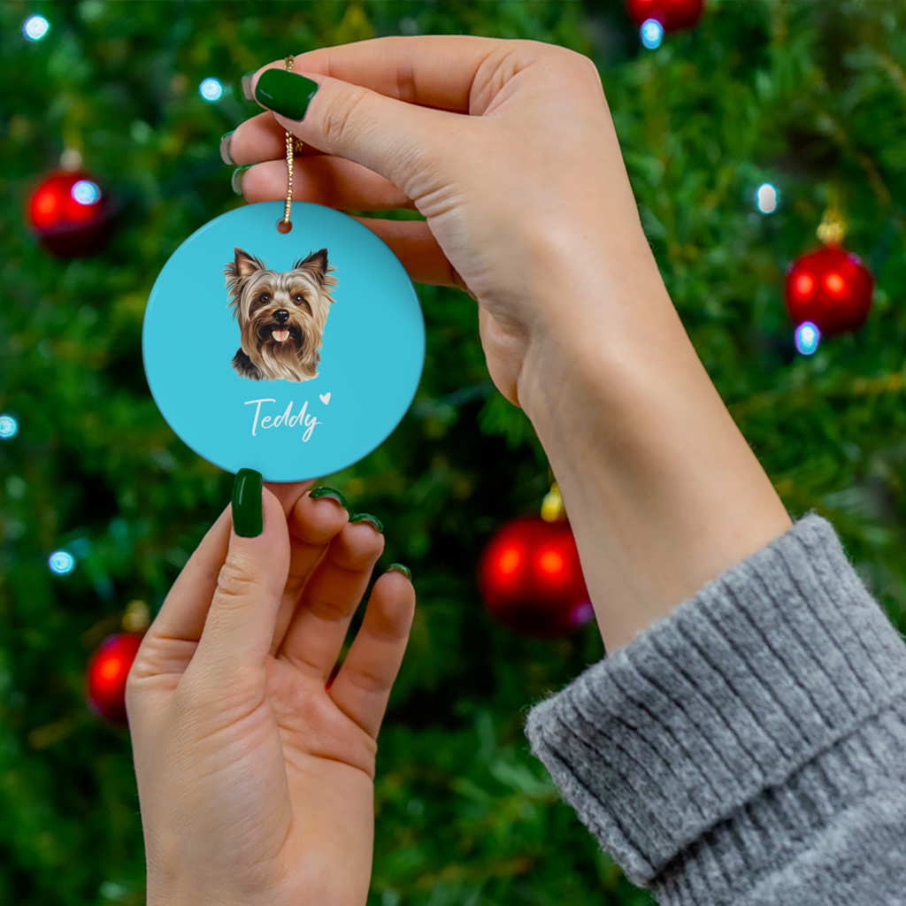yorkshire terrier personalized christmas ornament