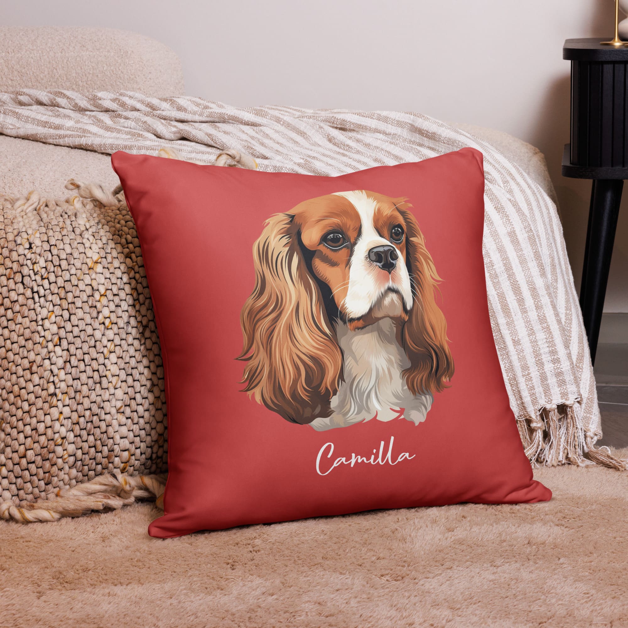 cavalier king charles spaniel personalized dog pillow